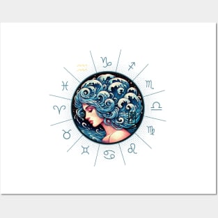 ZODIAC Aquarius - Astrological AQUARIUS - AQUARIUS - ZODIAC sign - Van Gogh style - 6 Posters and Art